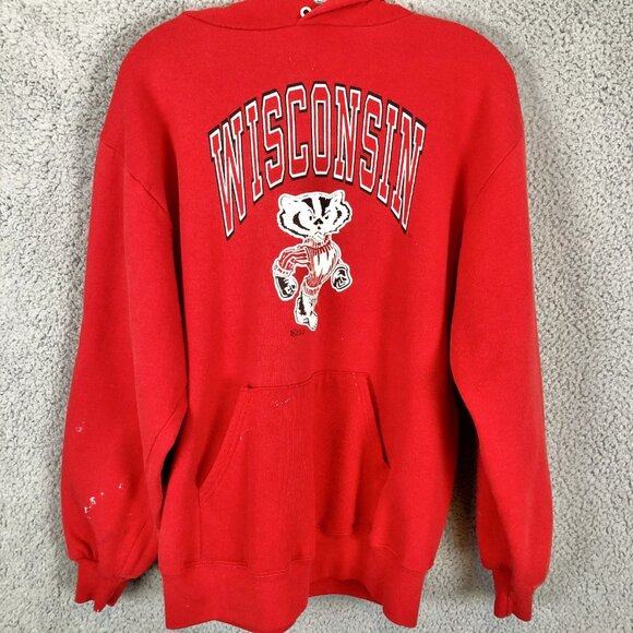 JERZEES Other - VTG Wisconsin Badgers Sweatshirt Hoodie Red Size L Jerzees Super Sweats USA Made